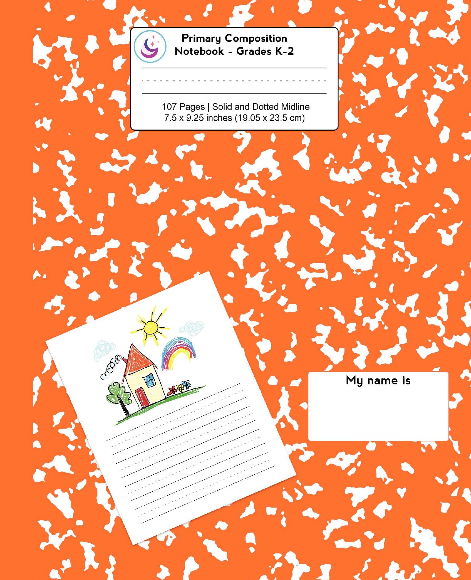 Primary Composition Notebook: Pumpkin Marble, Grades K-2 Kindergarten Writing Journal