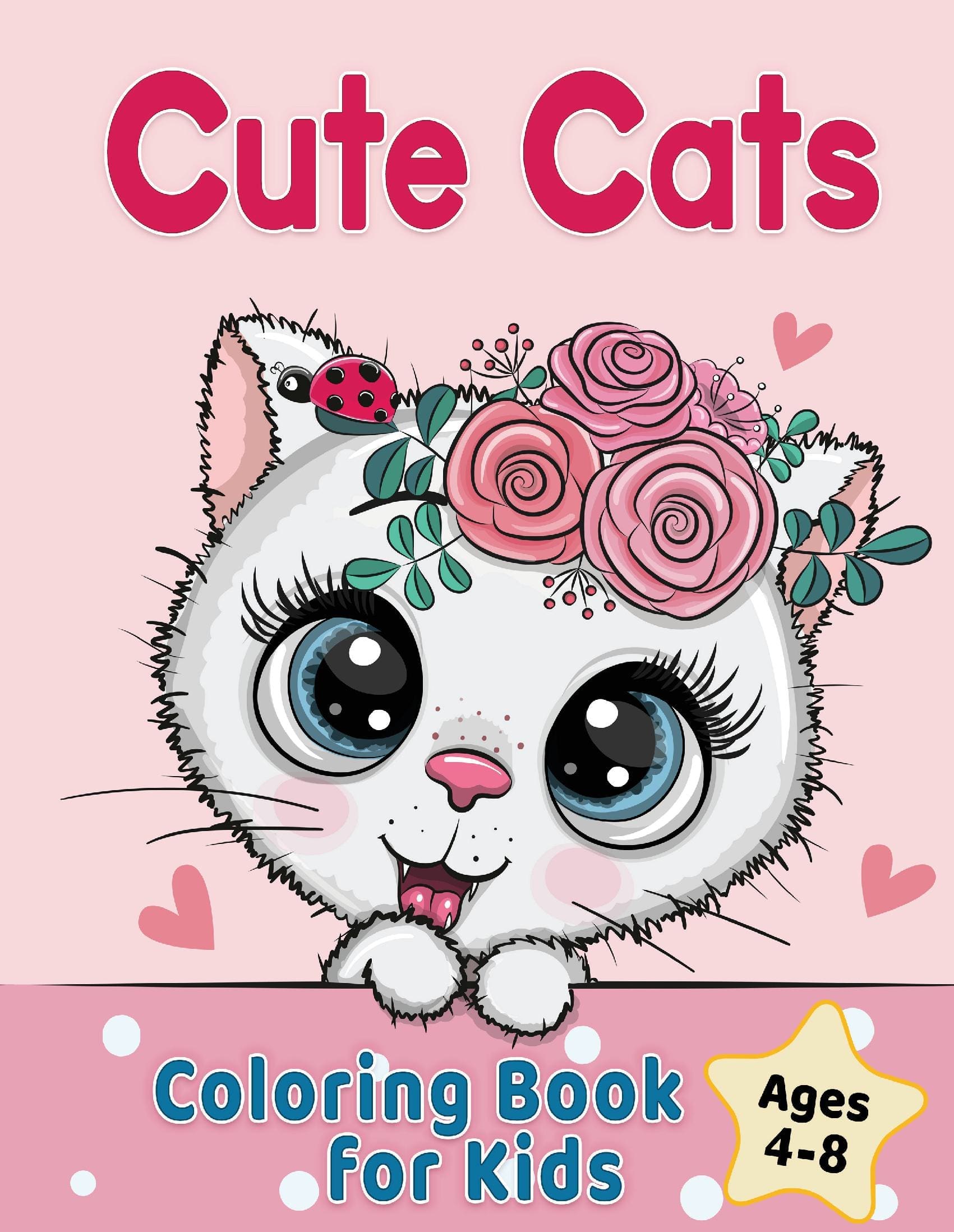 Cute Cats Coloring Book for Kids Ages 4-8