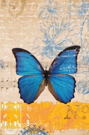 Vintage Butterfly Blank Journal Notebook, Narrow Ruled