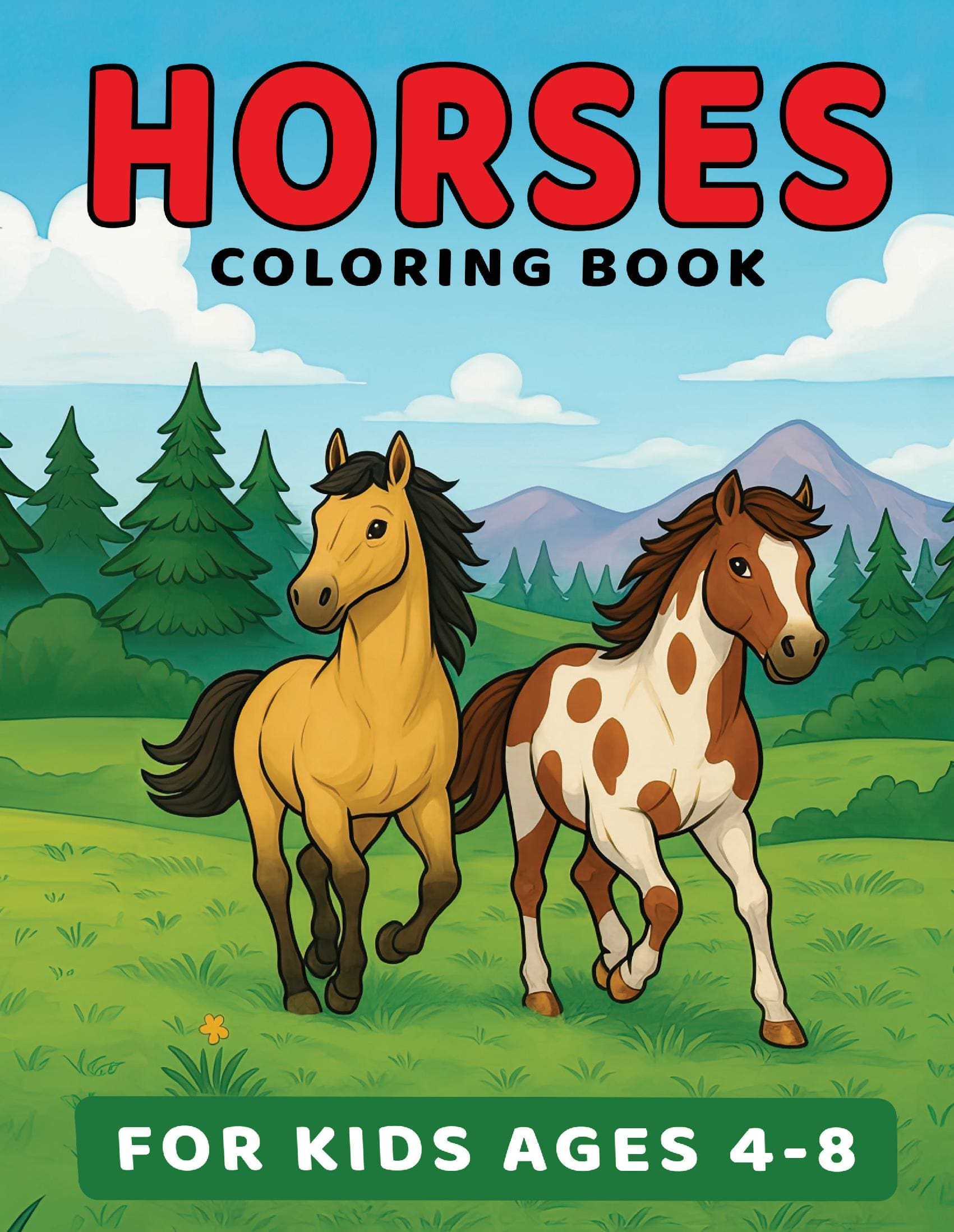Horses Coloring Book for Kids Ages 4-8