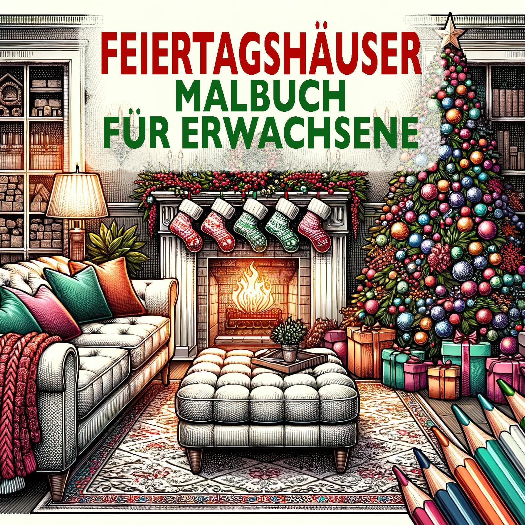 Feiertagshäuser Malbuch für Erwachsene
