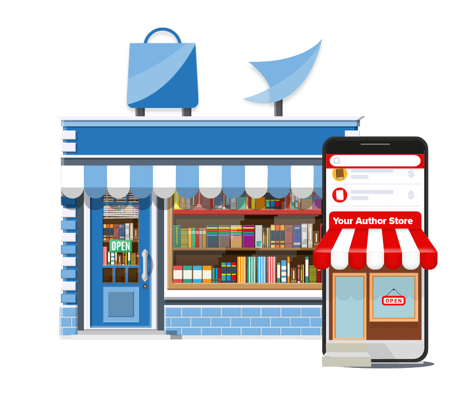 An aAn animated graphic of an author store on bookvault shopnimated graphic of an author store on bookvault shop