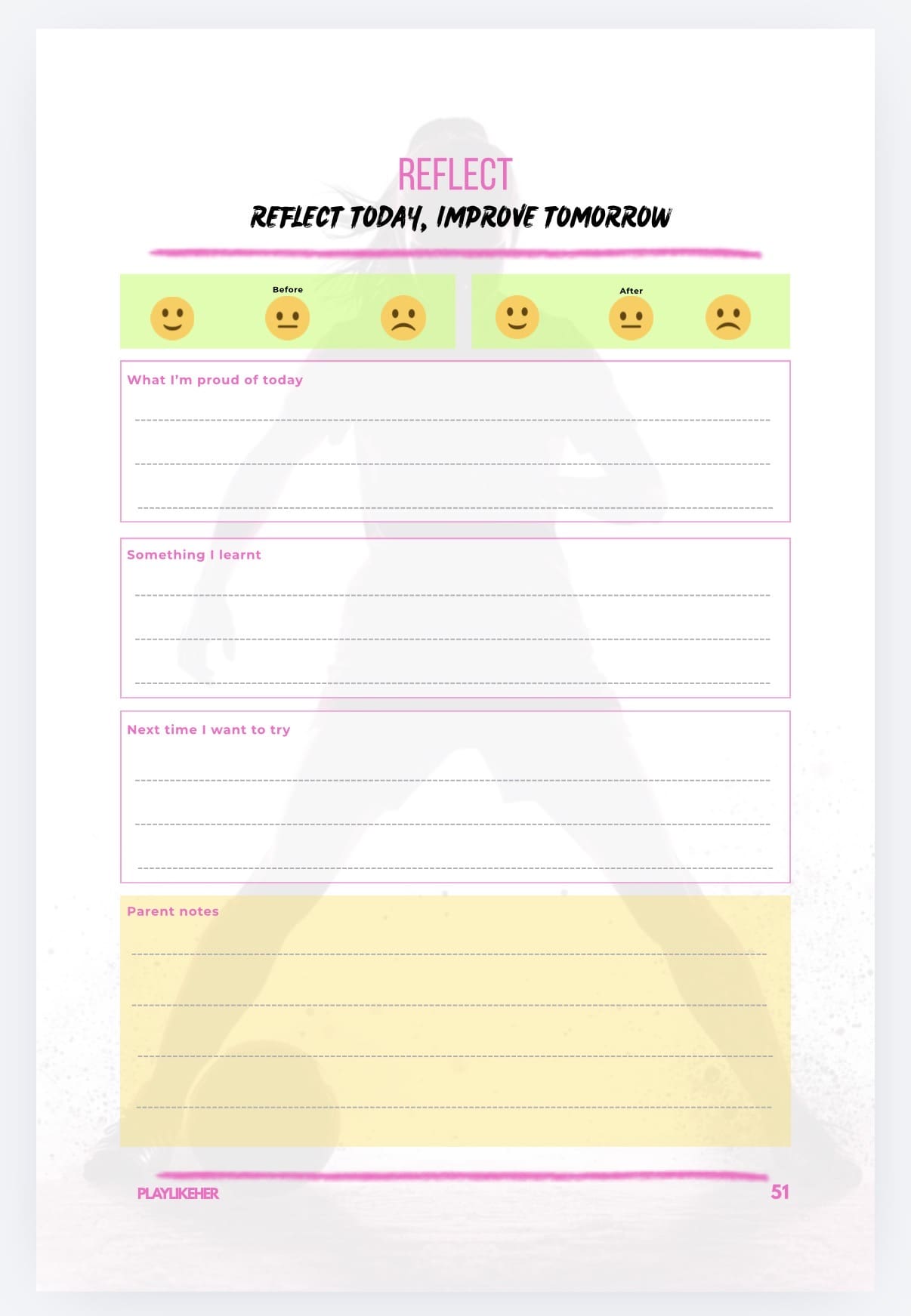 PLAYLIKEHER Football Journal for Girls Hardback Version