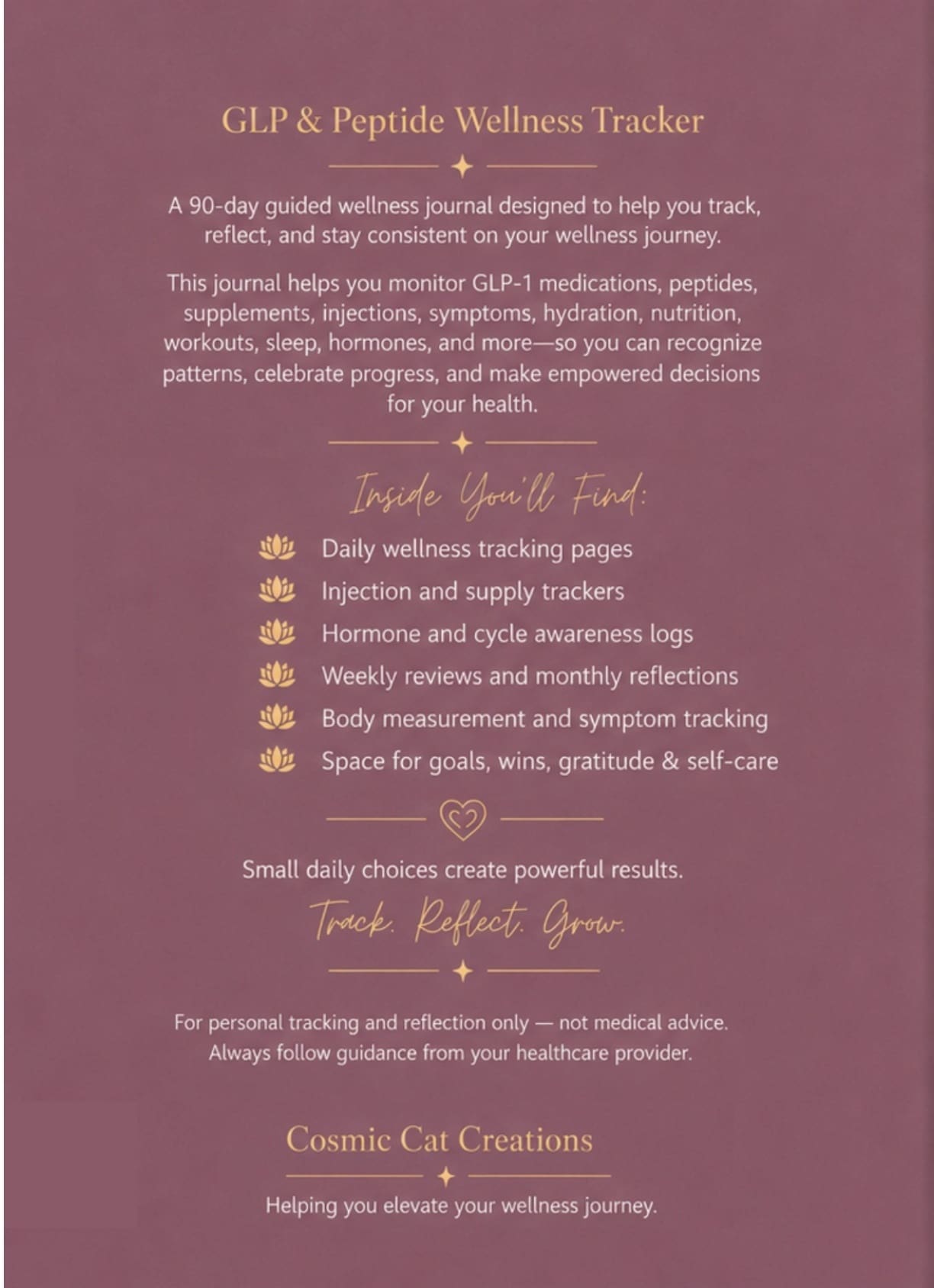 GLP & Peptide Wellness Tracker For Women