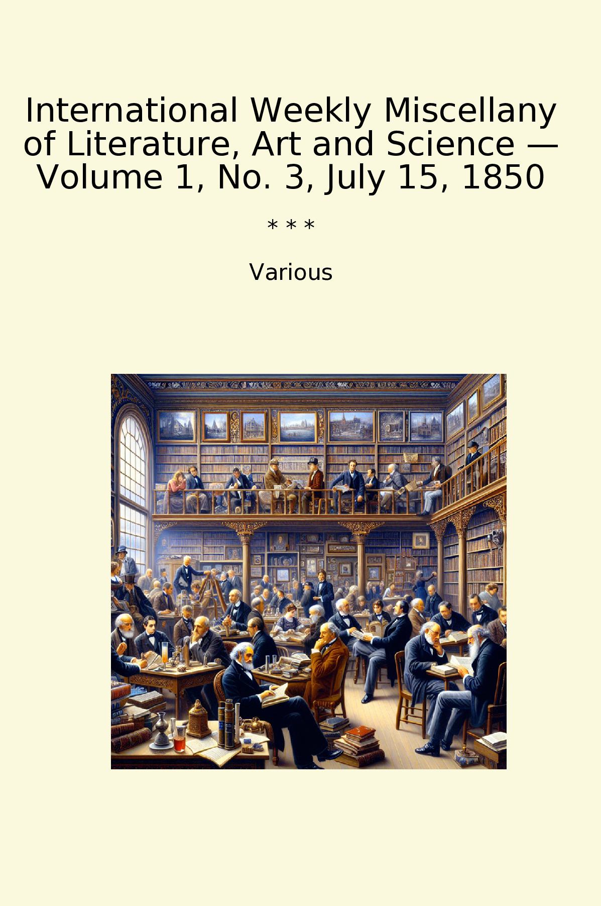 International Weekly Miscellany of Literature, Art and Science — Volume 1, No. 3, July 15, 1850