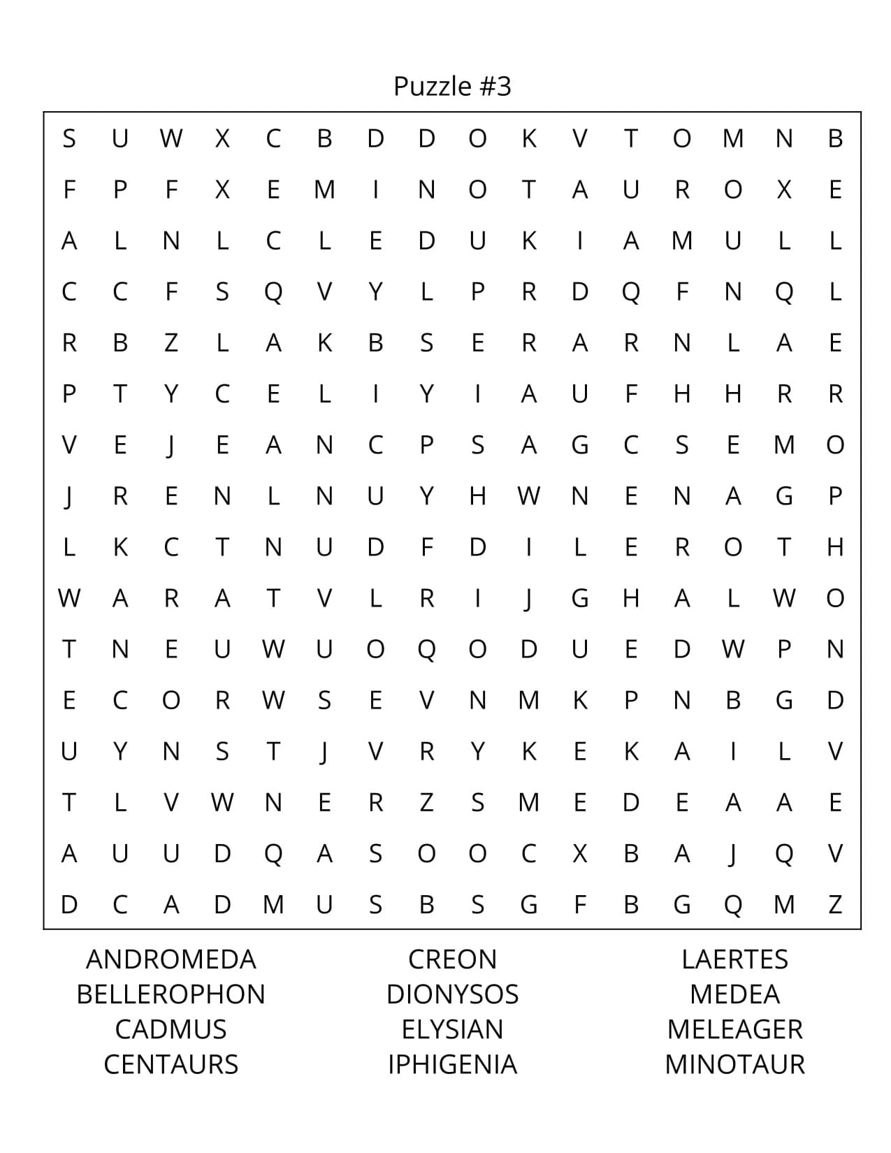 Mythology Word Search Large Print