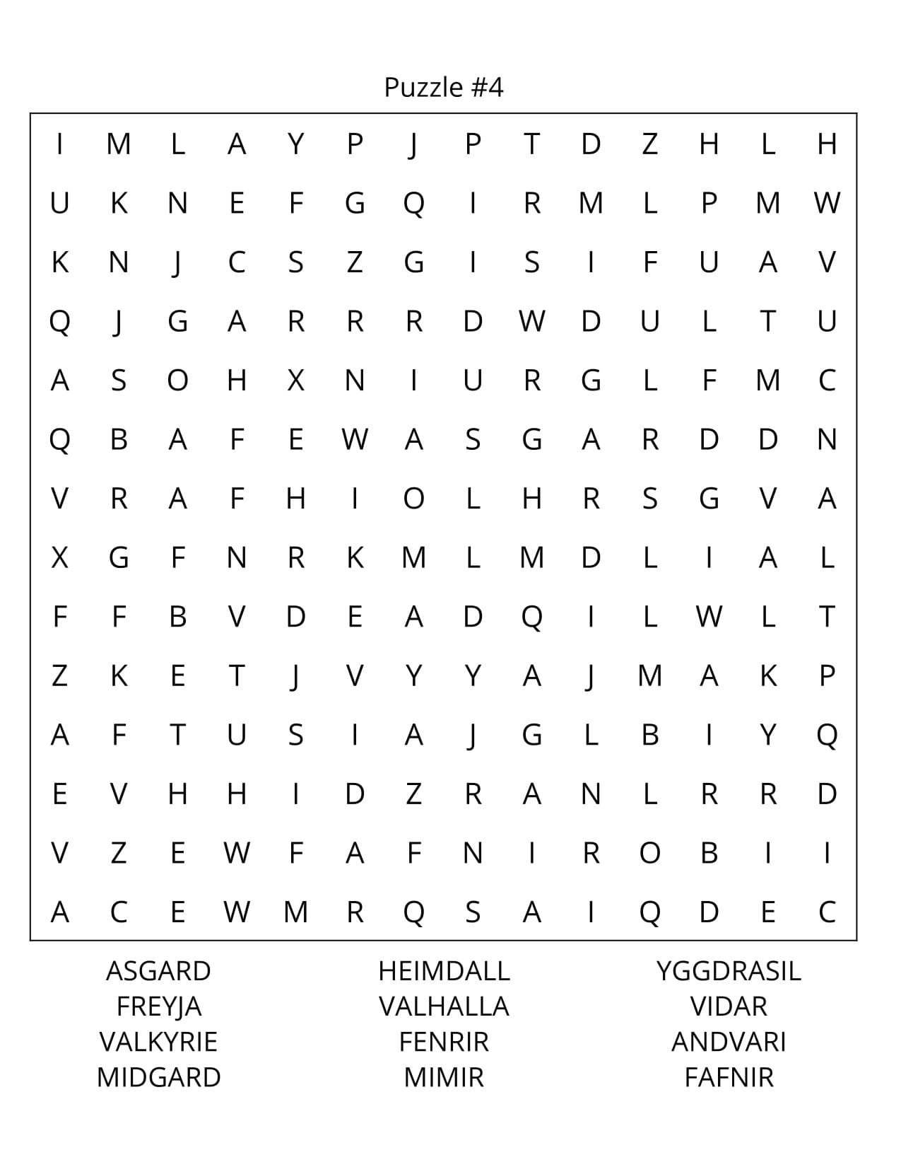 Mythology Word Search Large Print