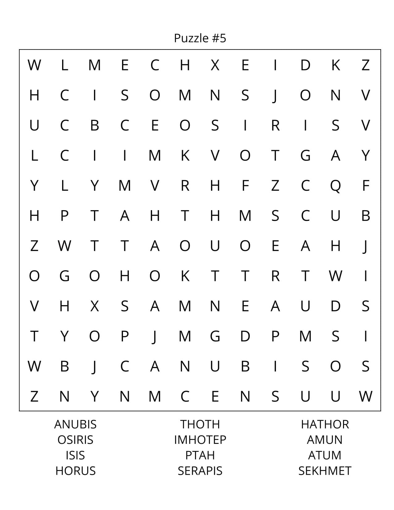 Mythology Word Search Large Print