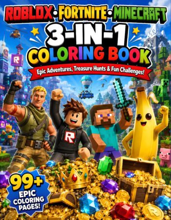 ROBLOX • FORTNITE • MINECRAFT 3-IN-1 COLORING BOOK