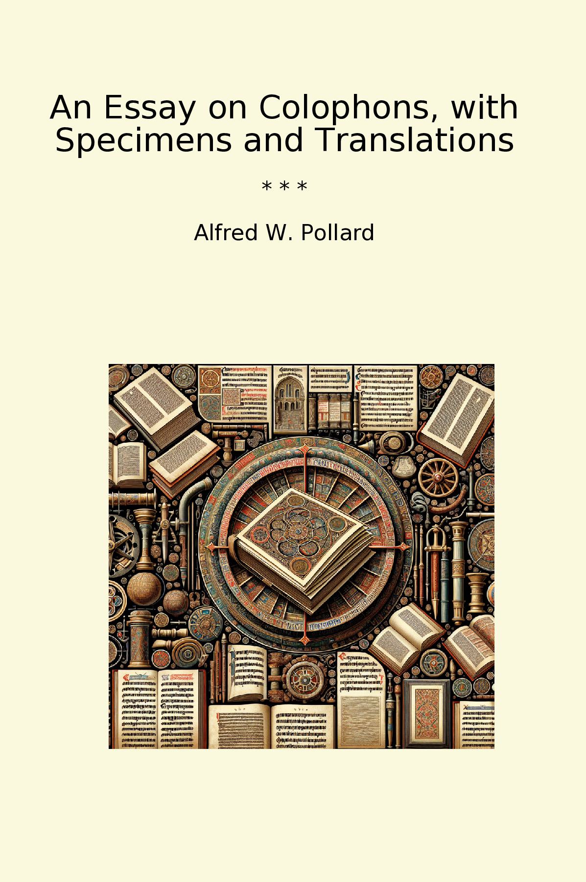 An Essay on Colophons, with Specimens and Translations