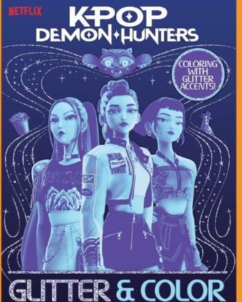 Official KPop Demon Hunters Glitter and Color Book - 16 Page Coloring Book, Fan Activity for Tween Girls