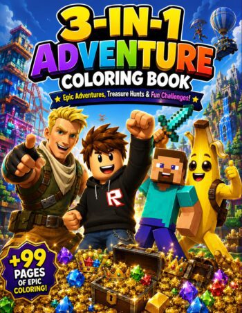 ROBLOX • FORTNITE • MINECRAFT 3-IN-1 COLORING BOOK