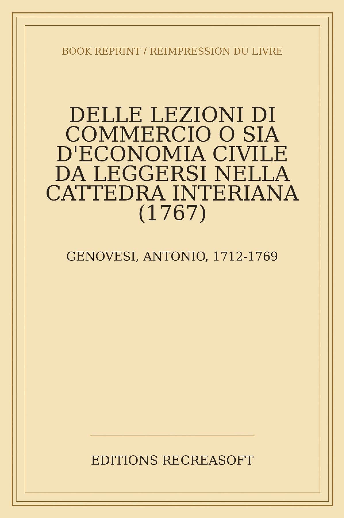 Delle Lezioni di Commercio o sia d'Economia Civile (1767)