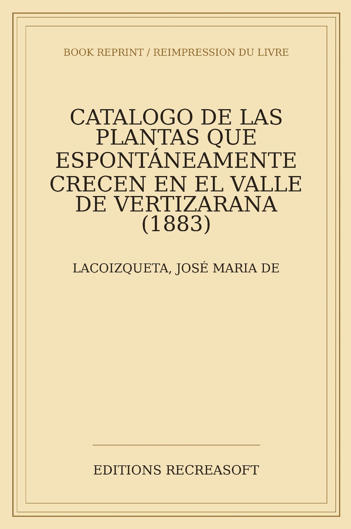 Catalogo de las plantas del valle de Vertizarana (1883)