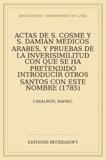 Actas de S. Cosme y S. Damian, medicos arabes